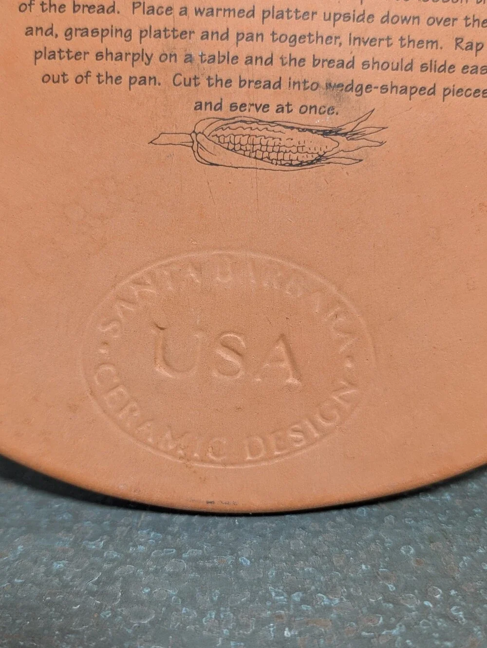 Santa Barbara Designs TerraCotta Old Fashioned Corn Bread Decor Trivet Recipe